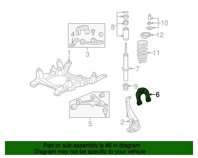 20052011 Cadillac STS Front Passenger Side Shock Absorber Yoke