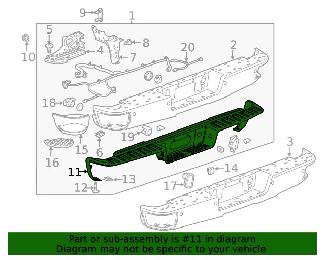 23108158 Anthracite Rear Bumper Step Pad 20142019 GM Chevrolet