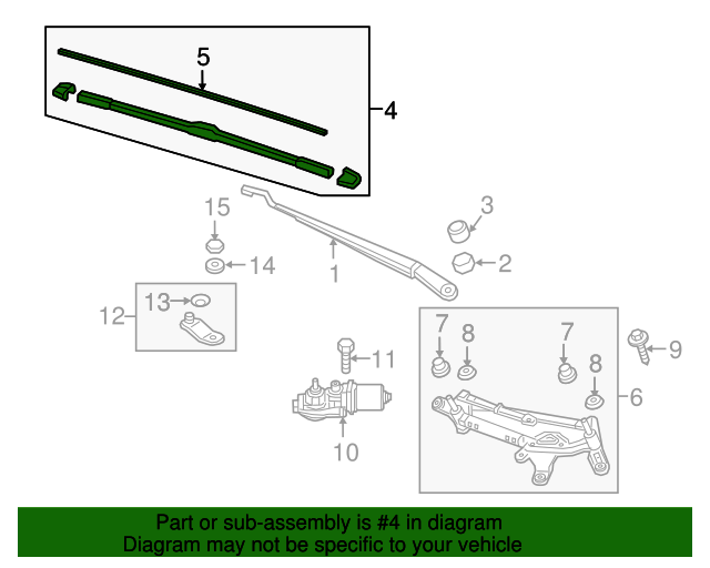 76620T5RA03 Blade Windshield Wiper (700MM) (Driver Side) 2015