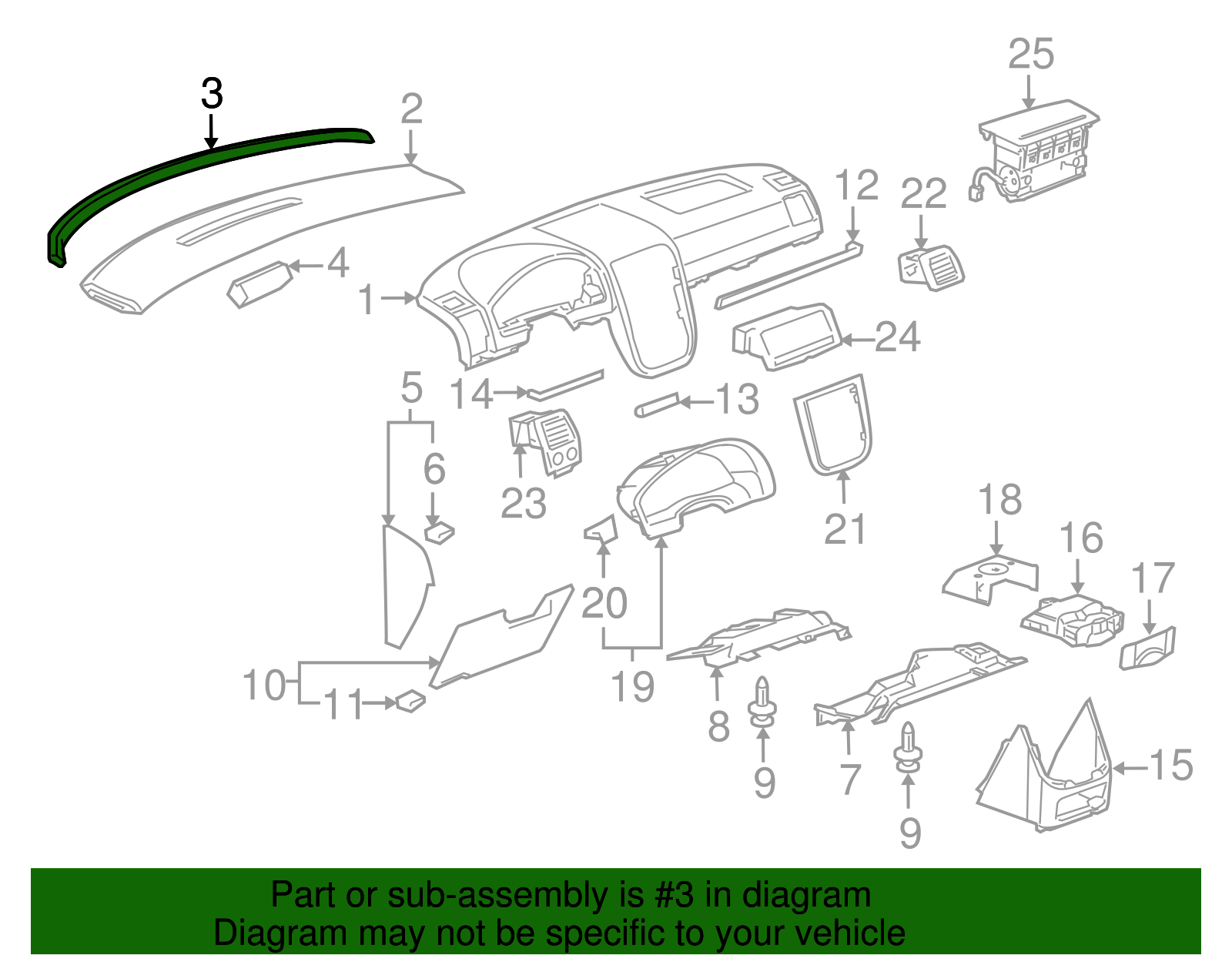 Upper Trim Panel Seal - GM (10375065)