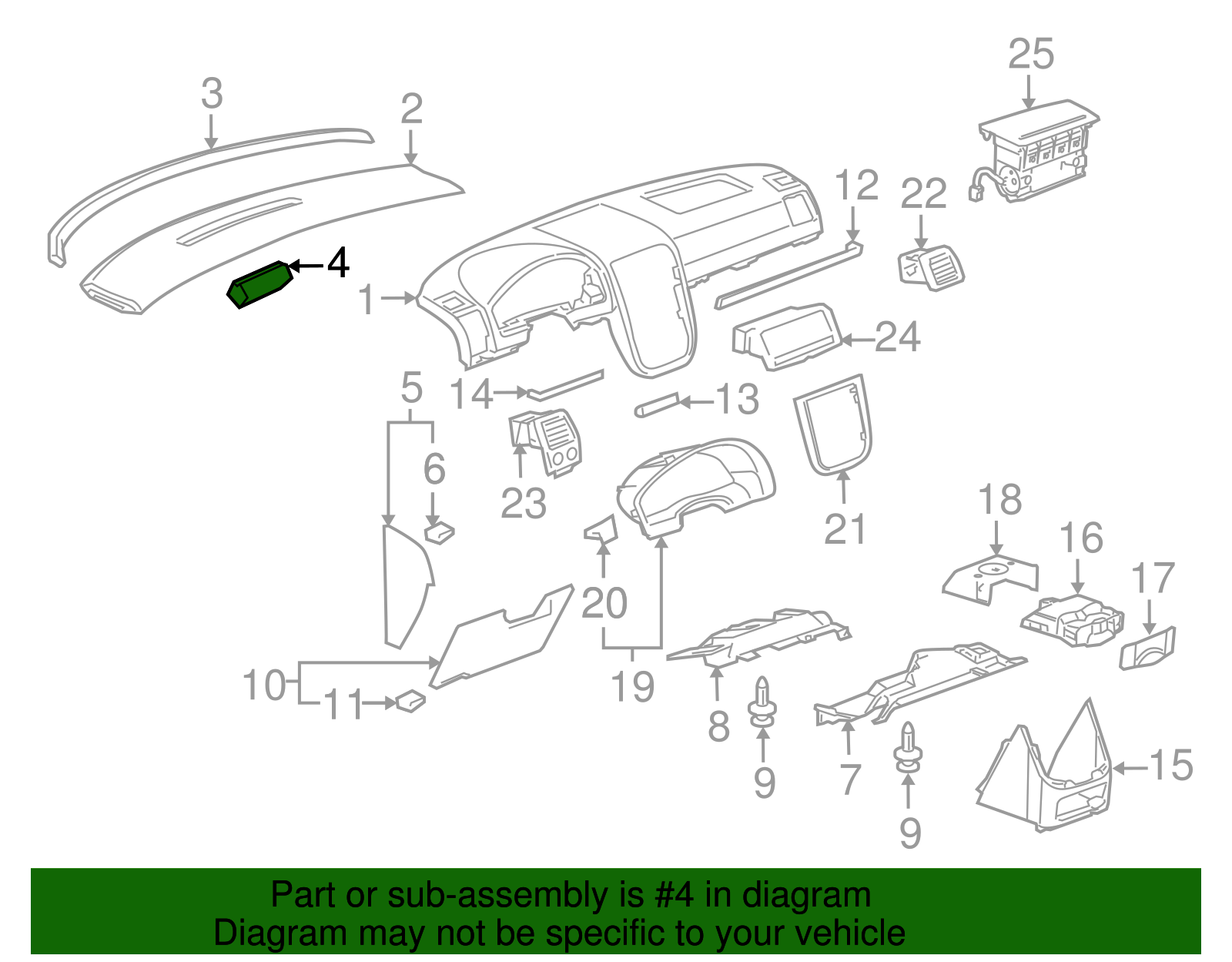 Upper Trim Panel Insulator - GM (10430078)