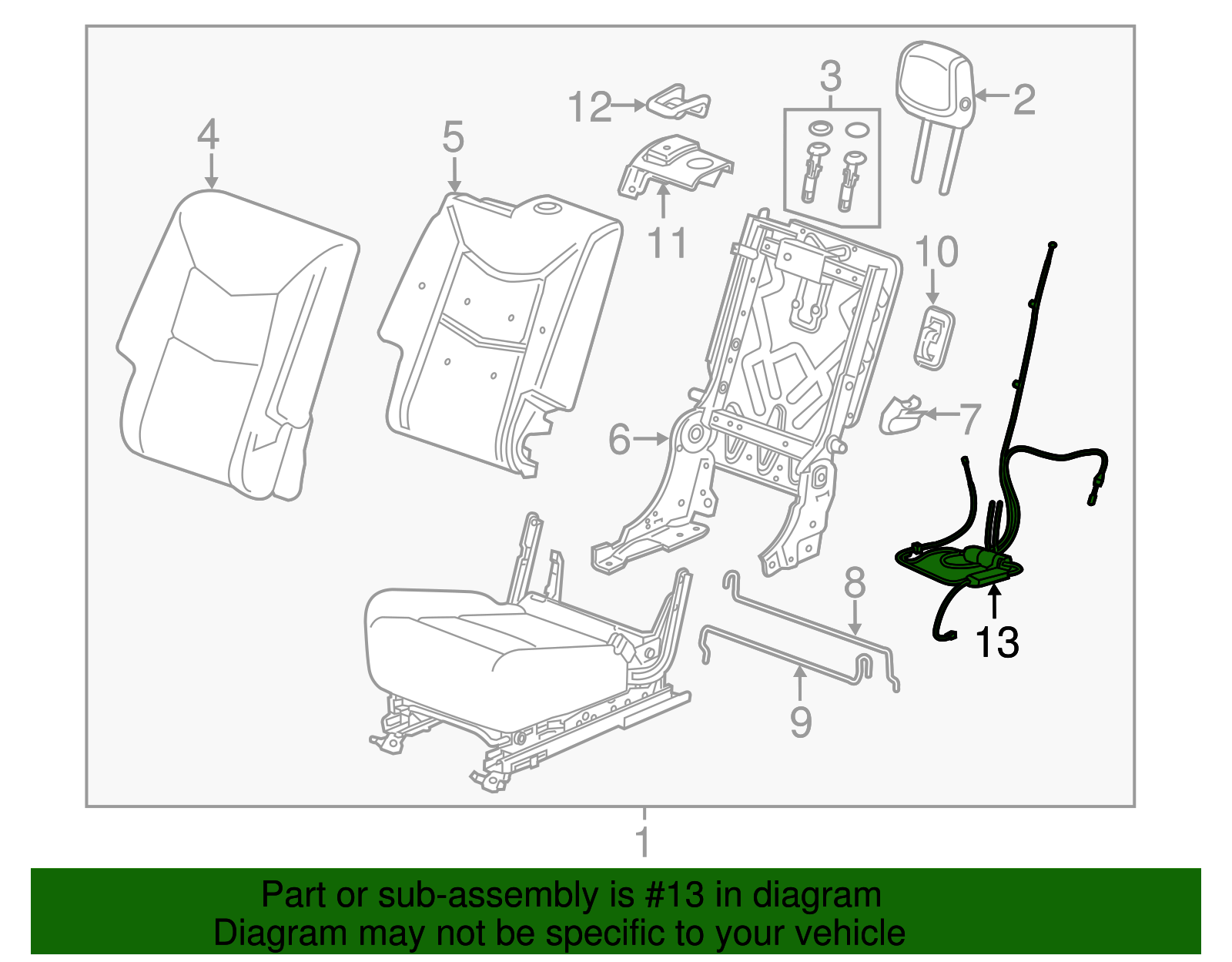 Rear Seat Inner Recliner Cable - Cadillac (84123241)