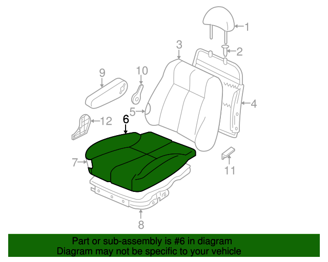 Left Front Genuine Hyundai 88160-25101-JDU Seat Cushion Cover Left Front Genuine Hyundai 88160-25101-JDU Seat Cushion Cover