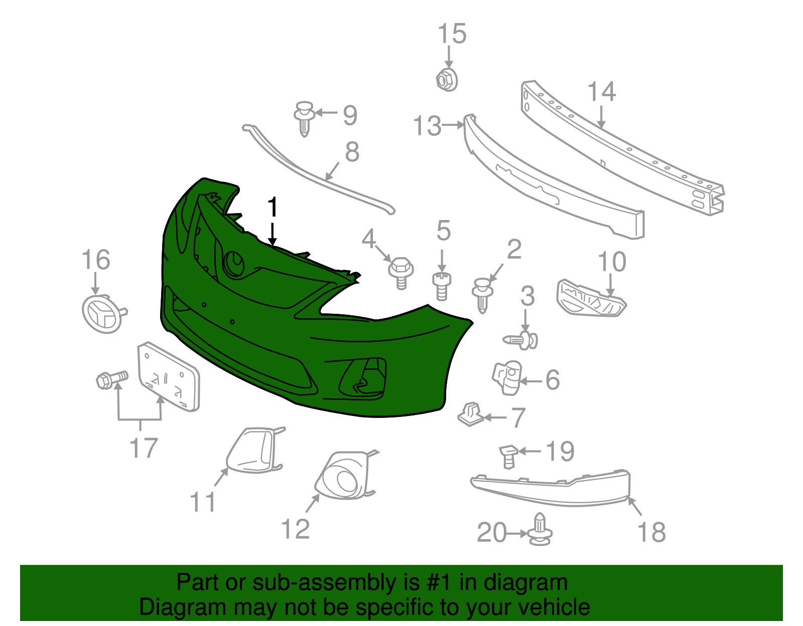 Cover Front Bumper L - Toyota (52119-03902)