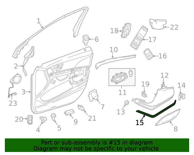 222-720-05-22-64-9H15 - Lower Molding 2014-2020 Mercedes-Benz 