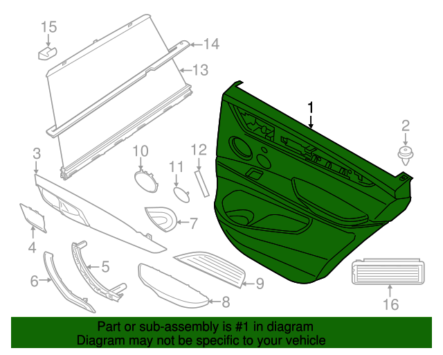 51427413738 - 2015-2019 BMW X6 Door Trim Panel (51-42-7-413-738 