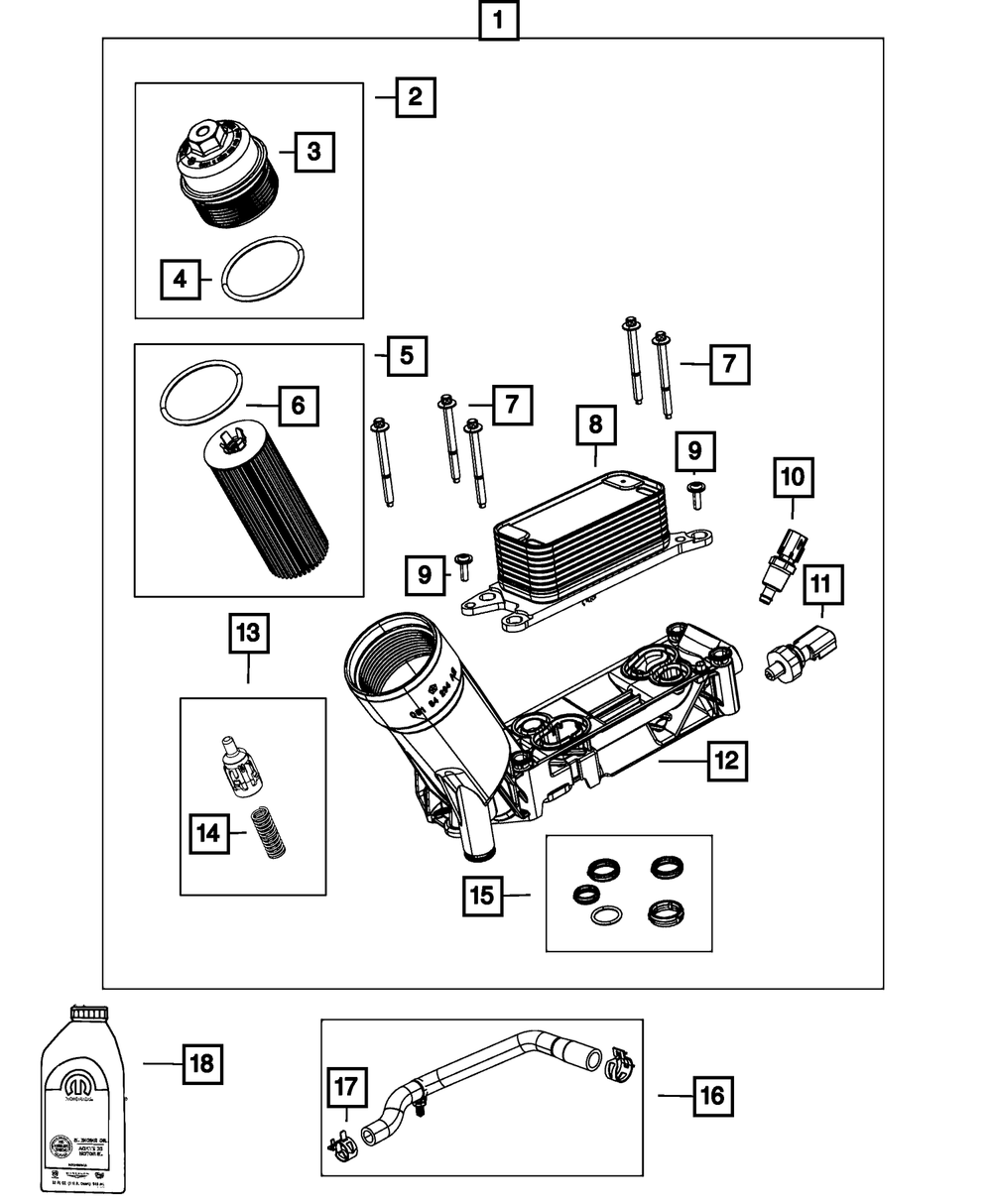 Crown Automotive 68166067AA Oil Filter Adapter O-Ring Kit