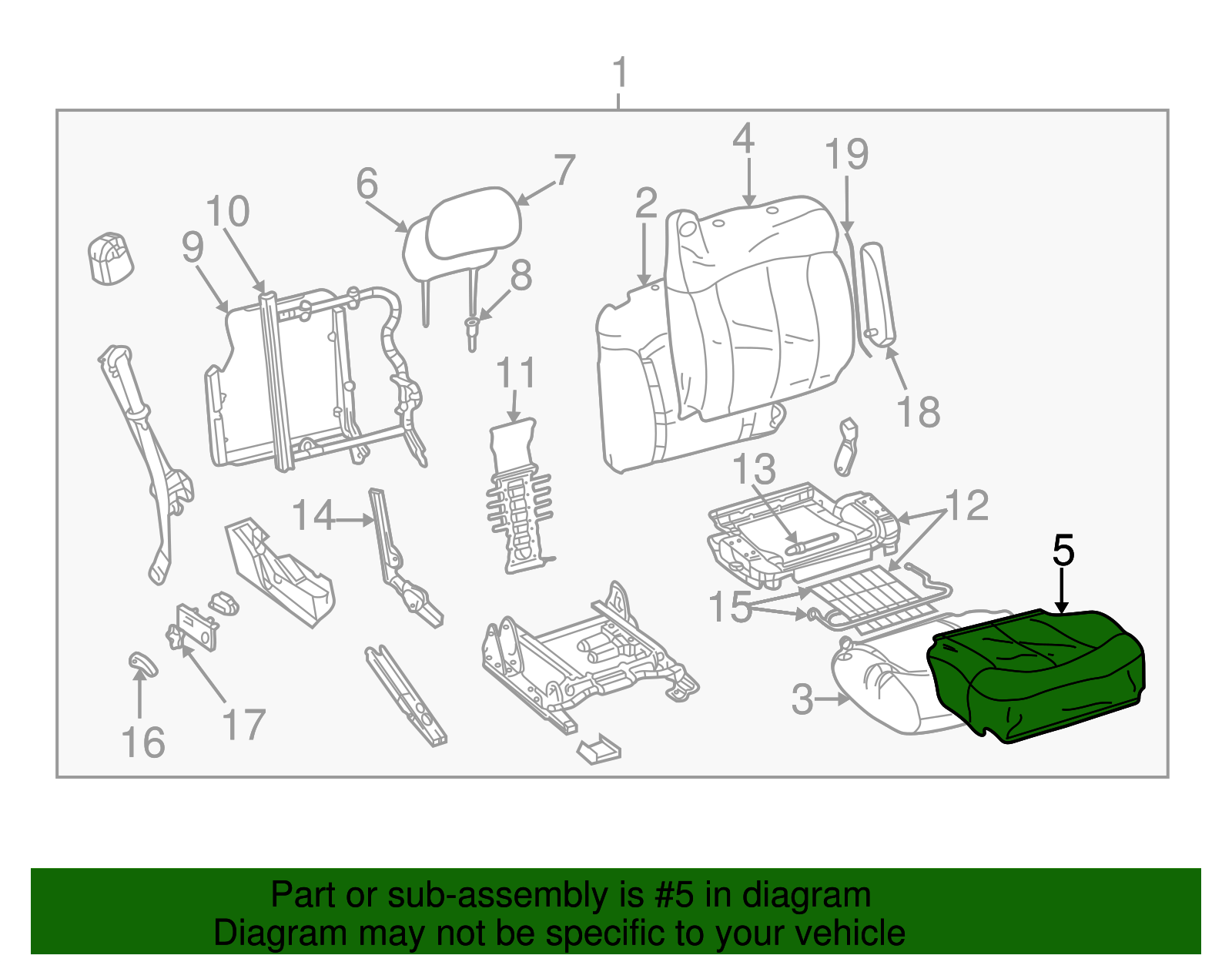 Cover Assembly, Front Center Seat Cushion *Neutral A - GM (88938430)