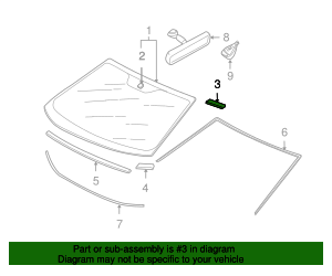 2002-2015 Mitsubishi Windshield Stopper MR520530 | Mitsubishi Parts ...