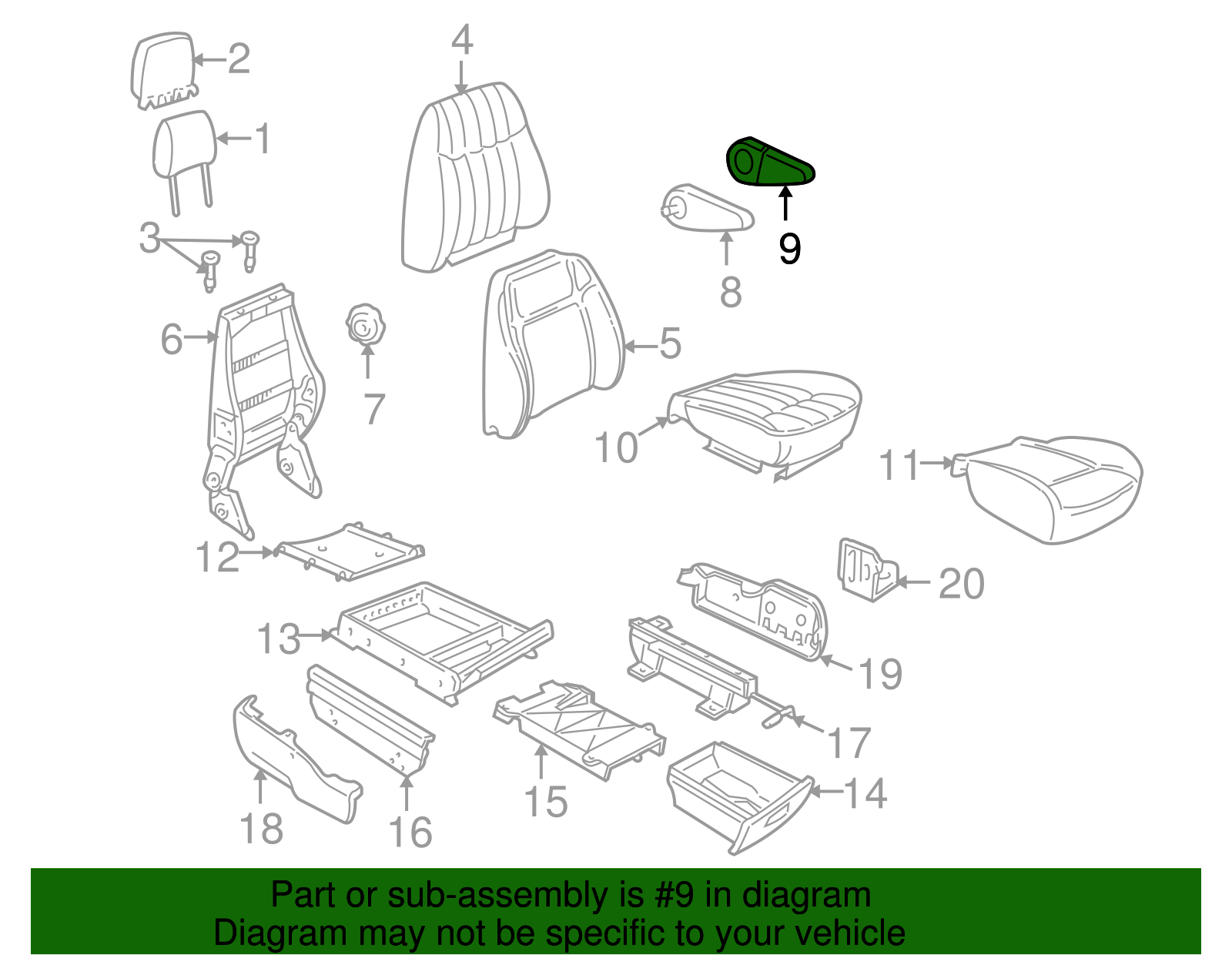 Cover Assembly, D/Seat A/Rst *Neutral - GM (12459679)