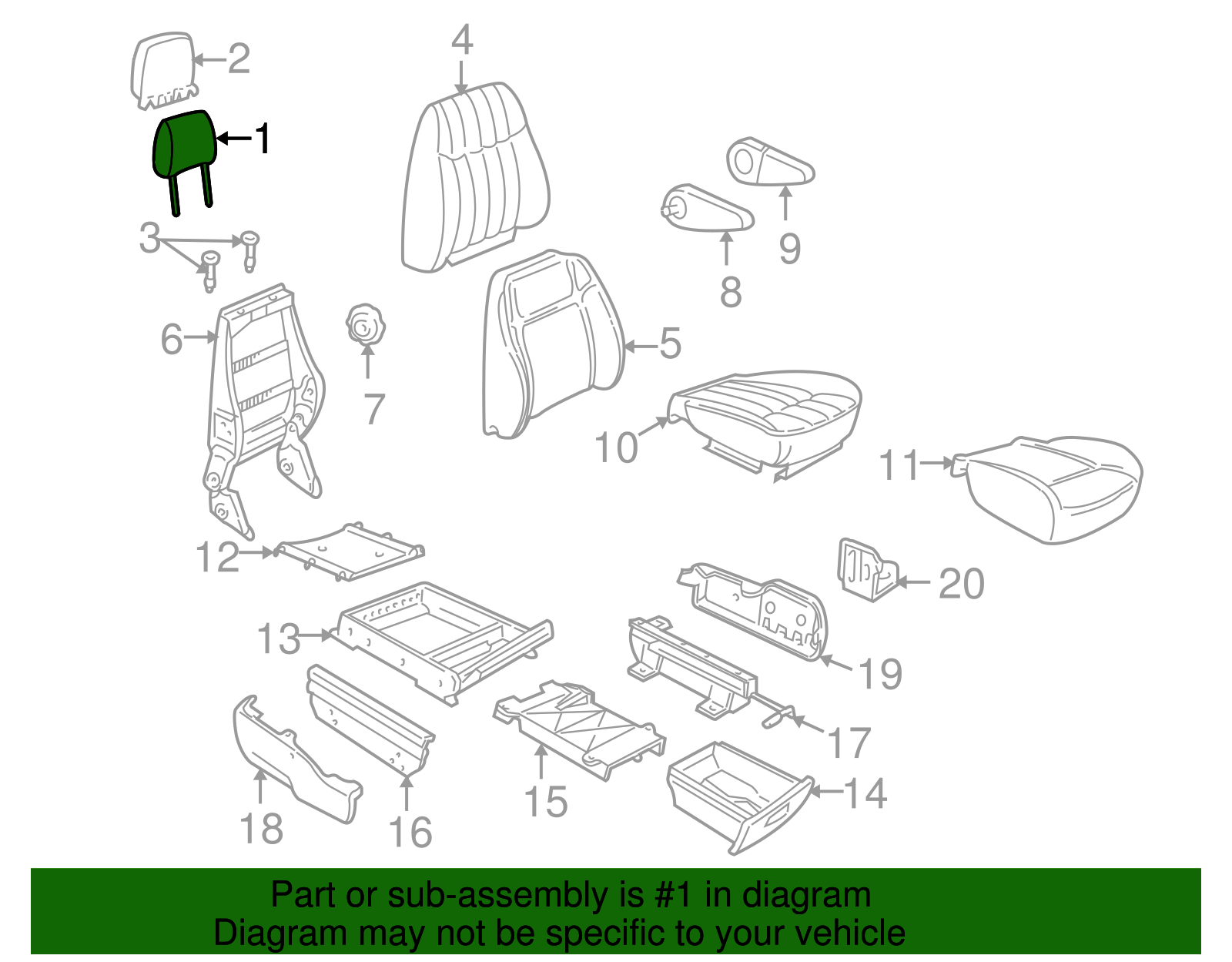Pad Assembly, D/Seat H/Rst - GM (12459654)