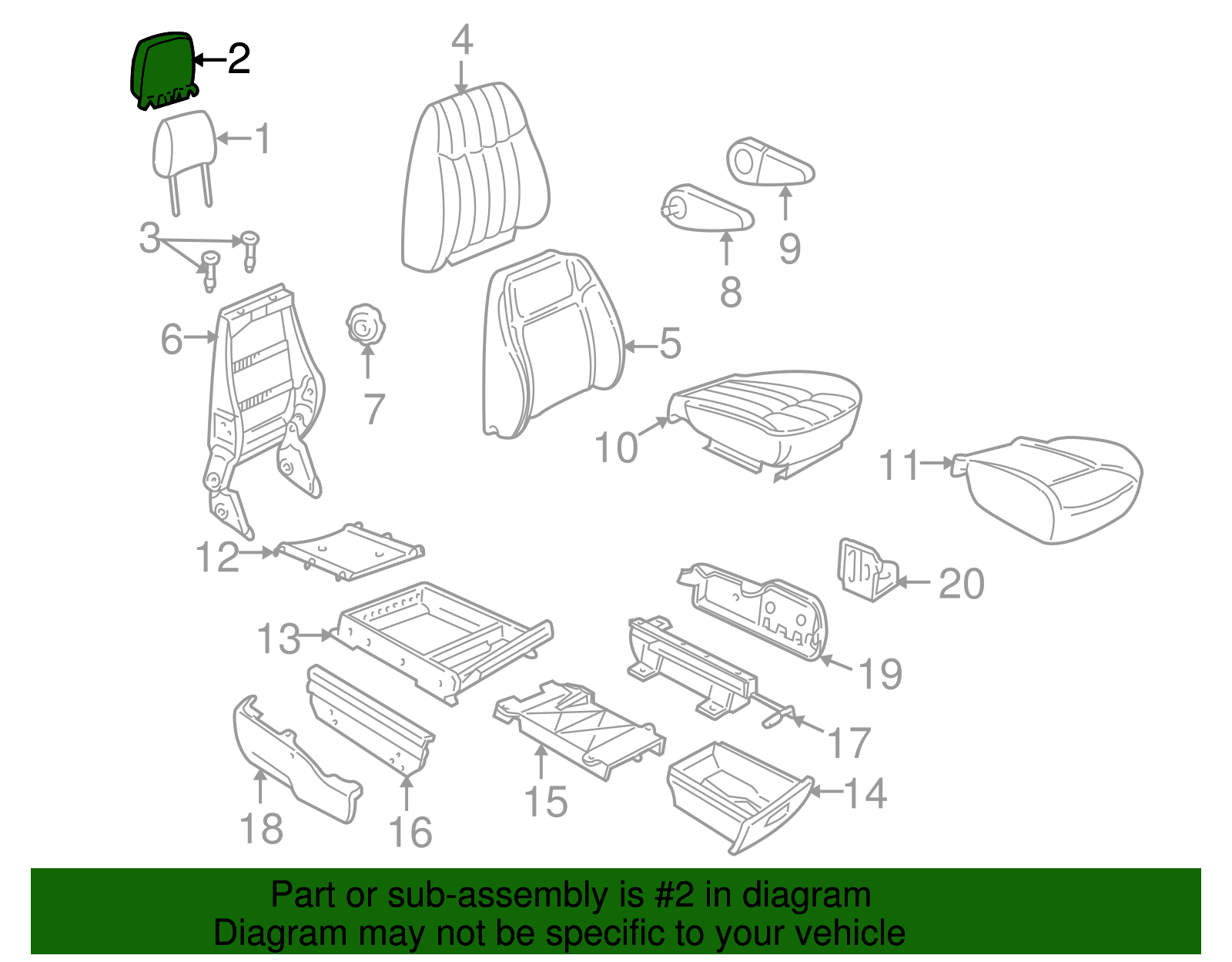Cover Assembly, D/Seat H/Rst *Neutral - GM (12459682)
