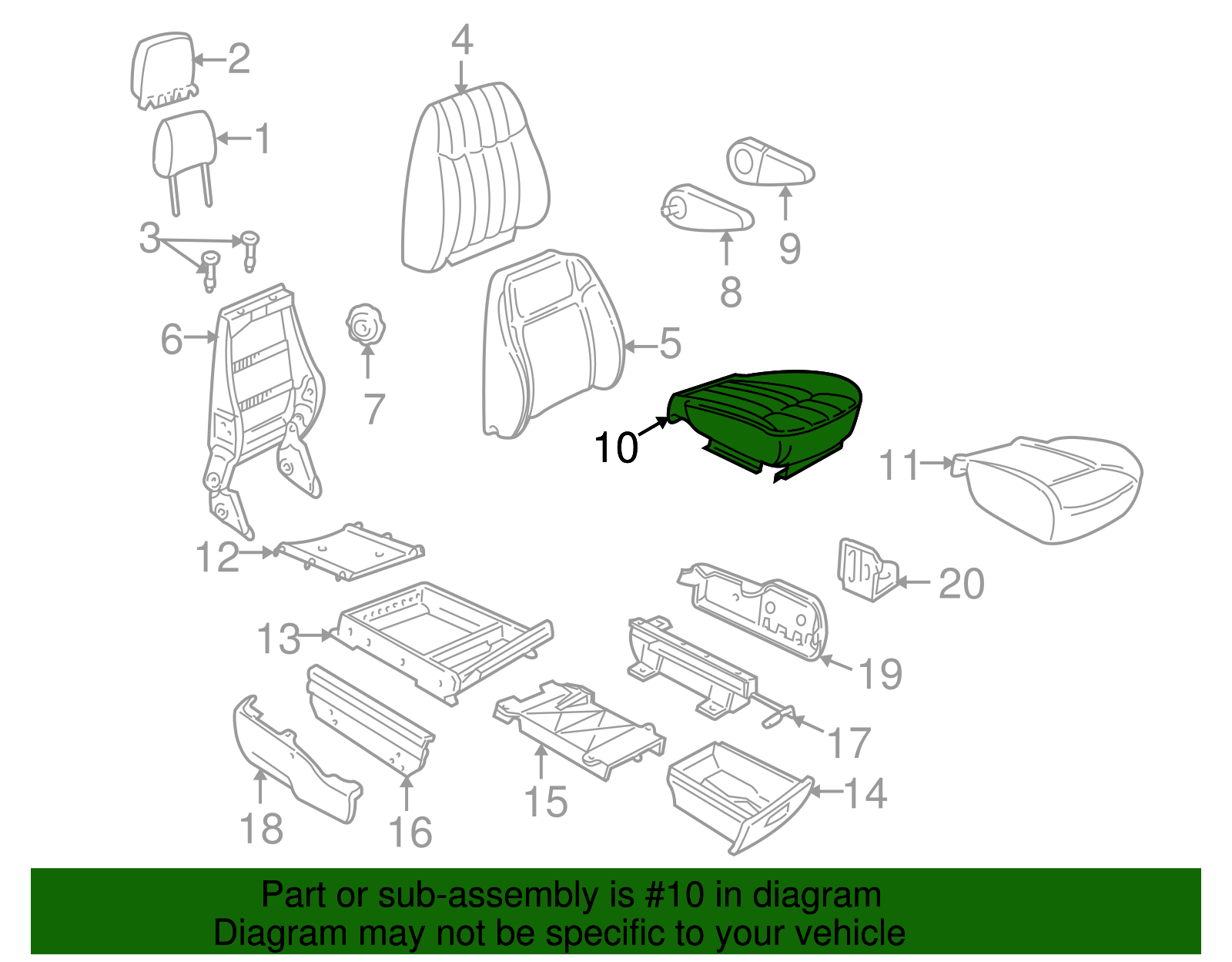 Cover Assembly, D/Seat Cushion *Med Gray *Gray - GM (88897379)
