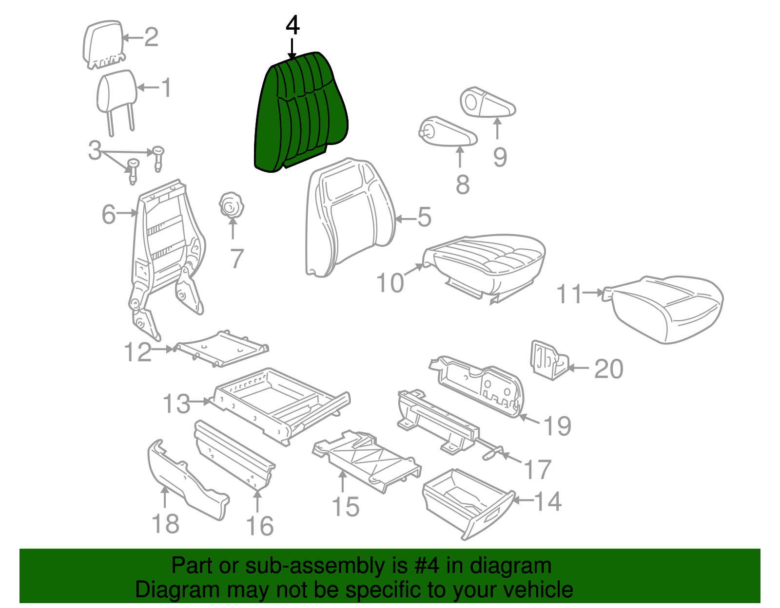 Cover Assembly, P/Seat Black Cushion *Med Gray *Gray - GM (88897501)