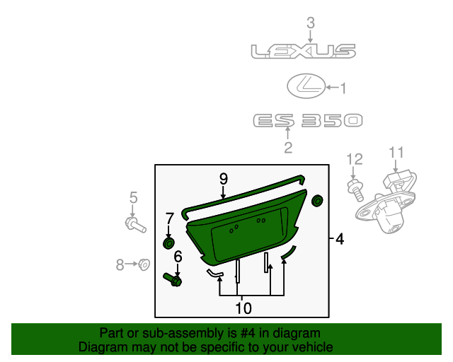 76801-33132-A1 - License Pocket 2007-2012 Lexus ES350 | Lexus of 