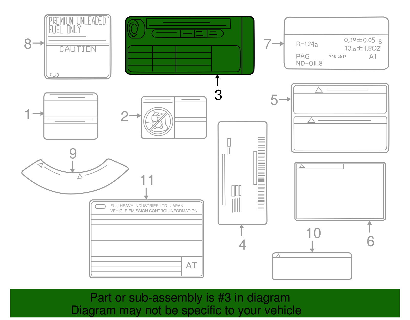Tire Info Label - Toyota (SU003-00771)
