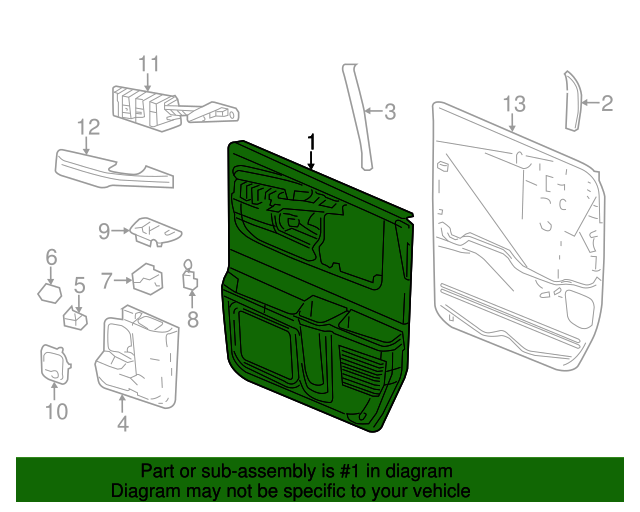 20032015 GM GM 20993931 Medium Dark Pewter II Front Driver Side Door