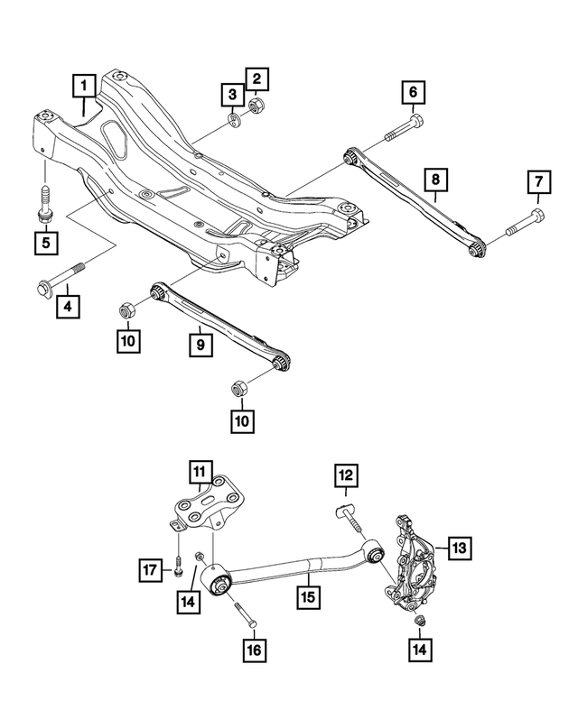 20172024 Jeep Compass Rear Control Arm Assembly, Right, Trailing Link