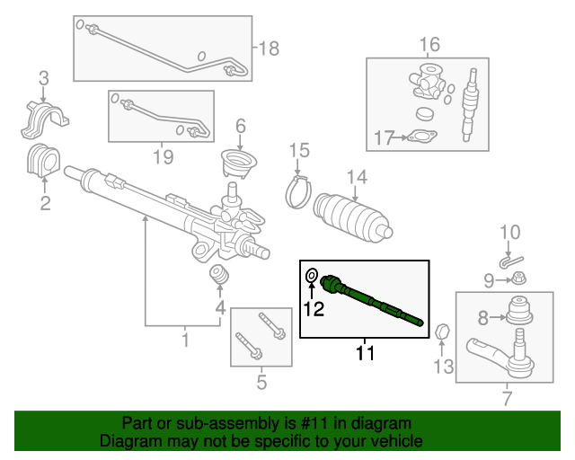 OEM 20112017 Honda Odyssey Inner Tie Rod 53010TK8A01 Honda