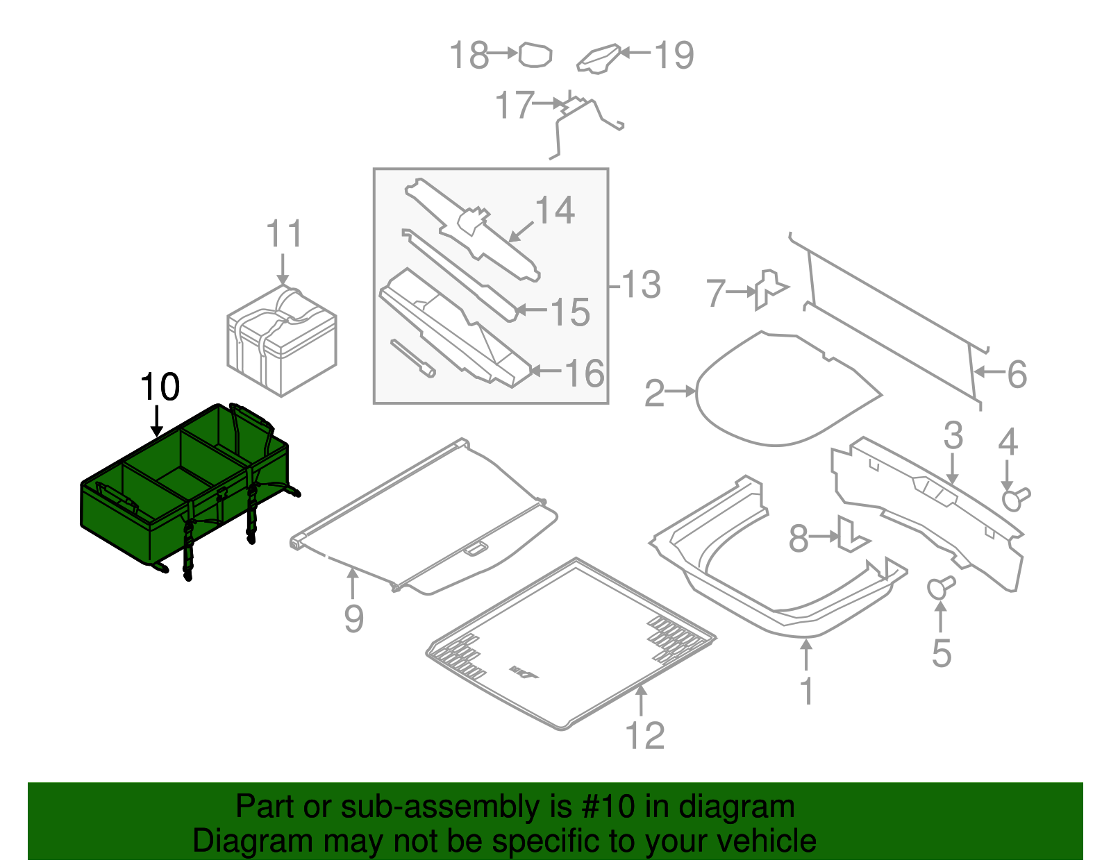 Cargo Organizer, Soft-Sided Large, Folding - Ford (HE5Z-78115A00-A)