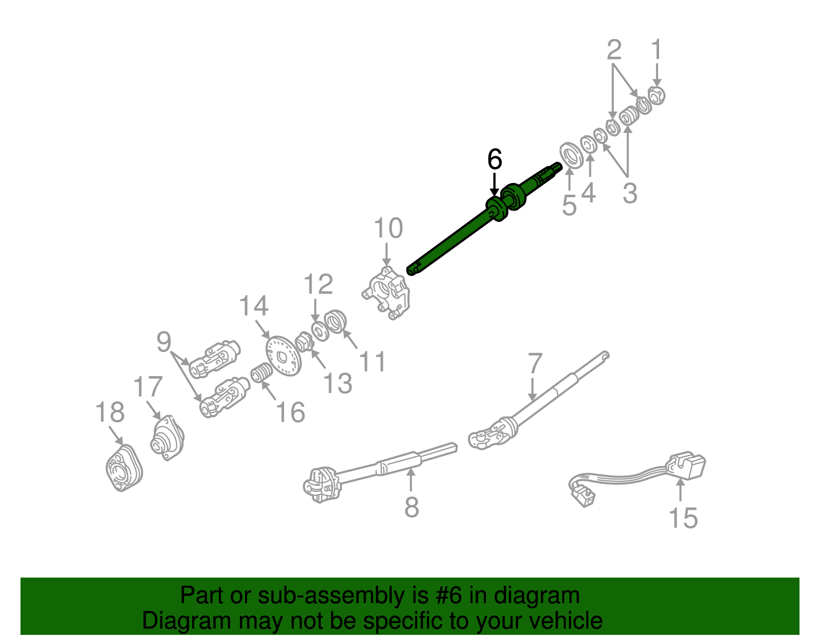 Upper Shaft - Ford (YW7Z-3524-AA)