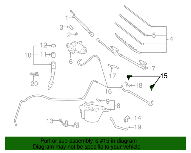 853810C010 Windshield Washer Nozzle (Front) 20002006 Toyota OEM