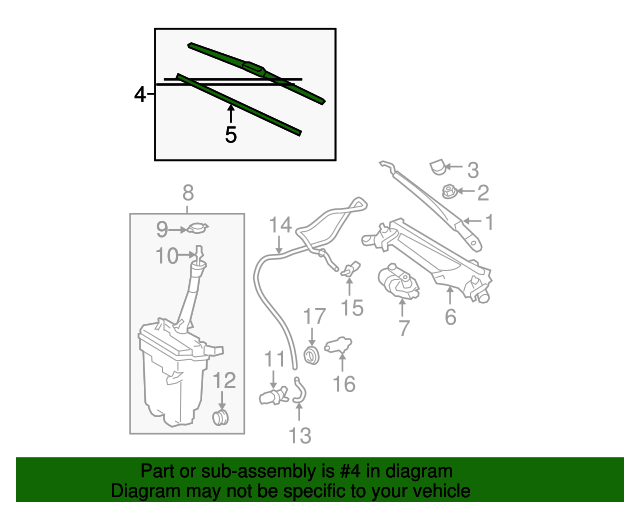 20092013 Toyota Corolla Windshield Wiper Blade (Right, Front) 8521228170 Elmhurst Toyota Parts