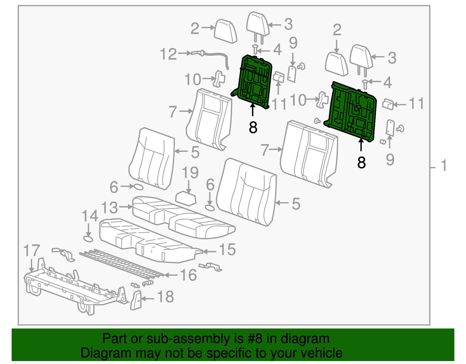 Rear Driver Side Seat Back Frame - GM (94711309)