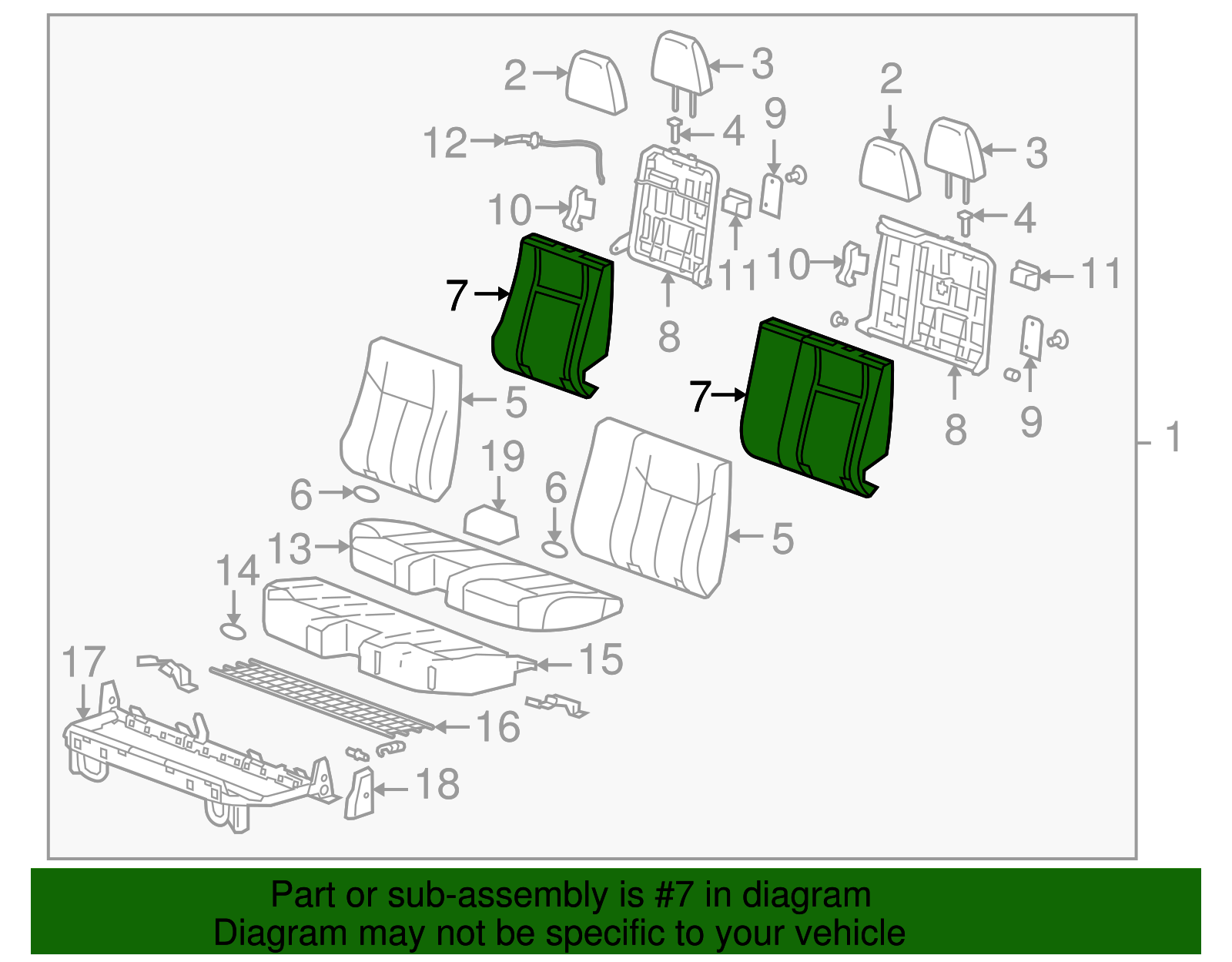 Passenger Side Rear Seat Back Pad - GM (94711165)