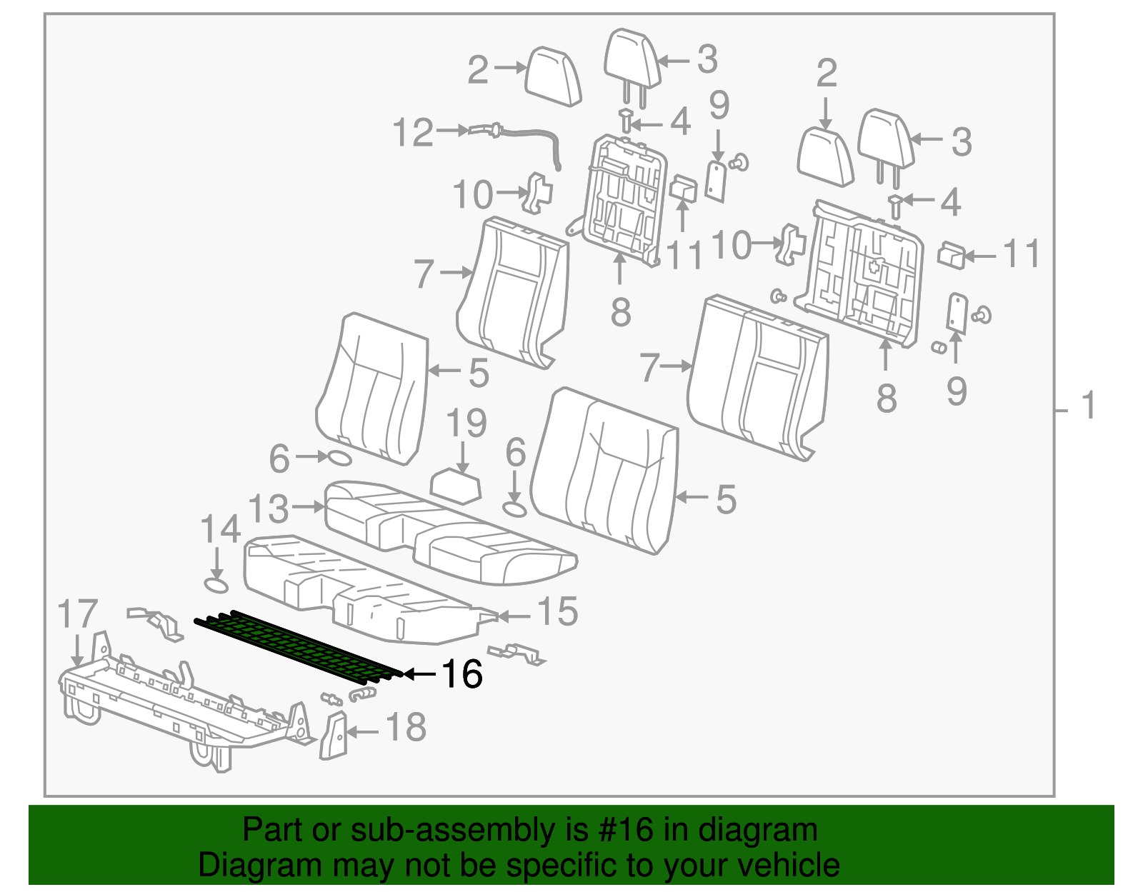 Rear Seat Cushion Support Wire - GM (89039564)