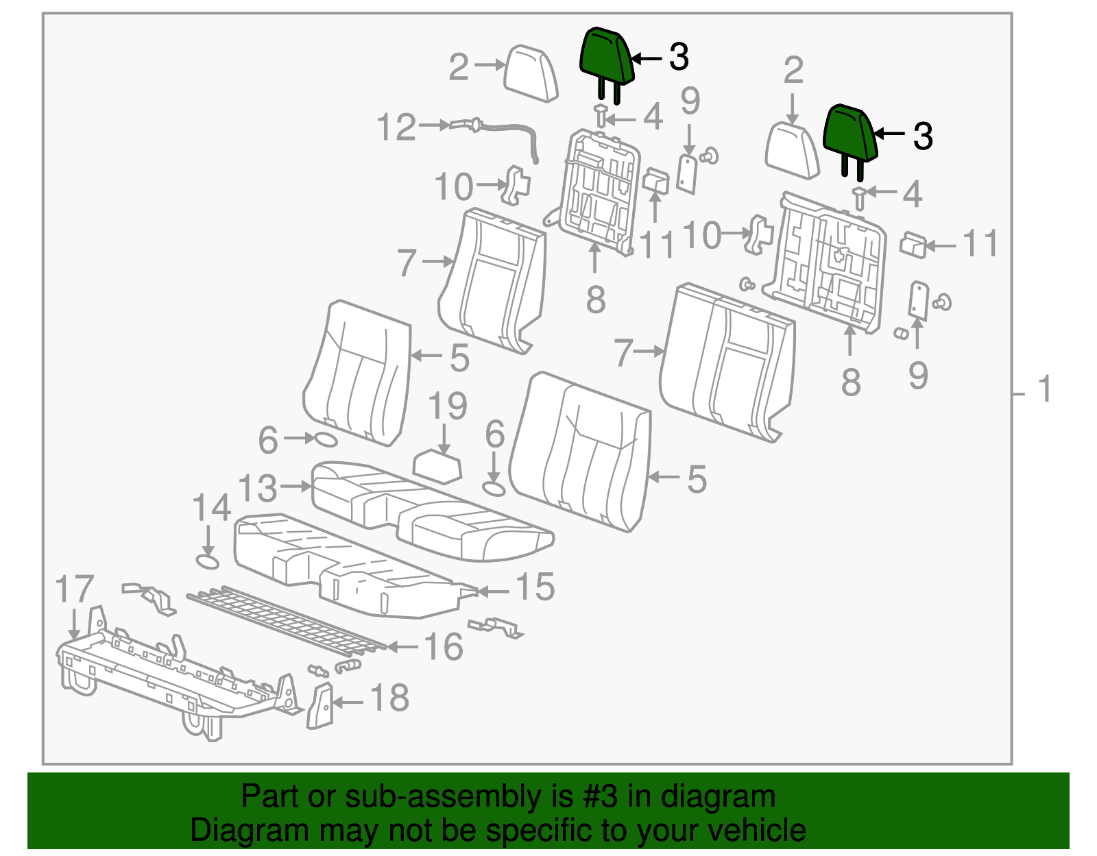 Pad Assembly-R/Seat H/Rst - GM (94711231)