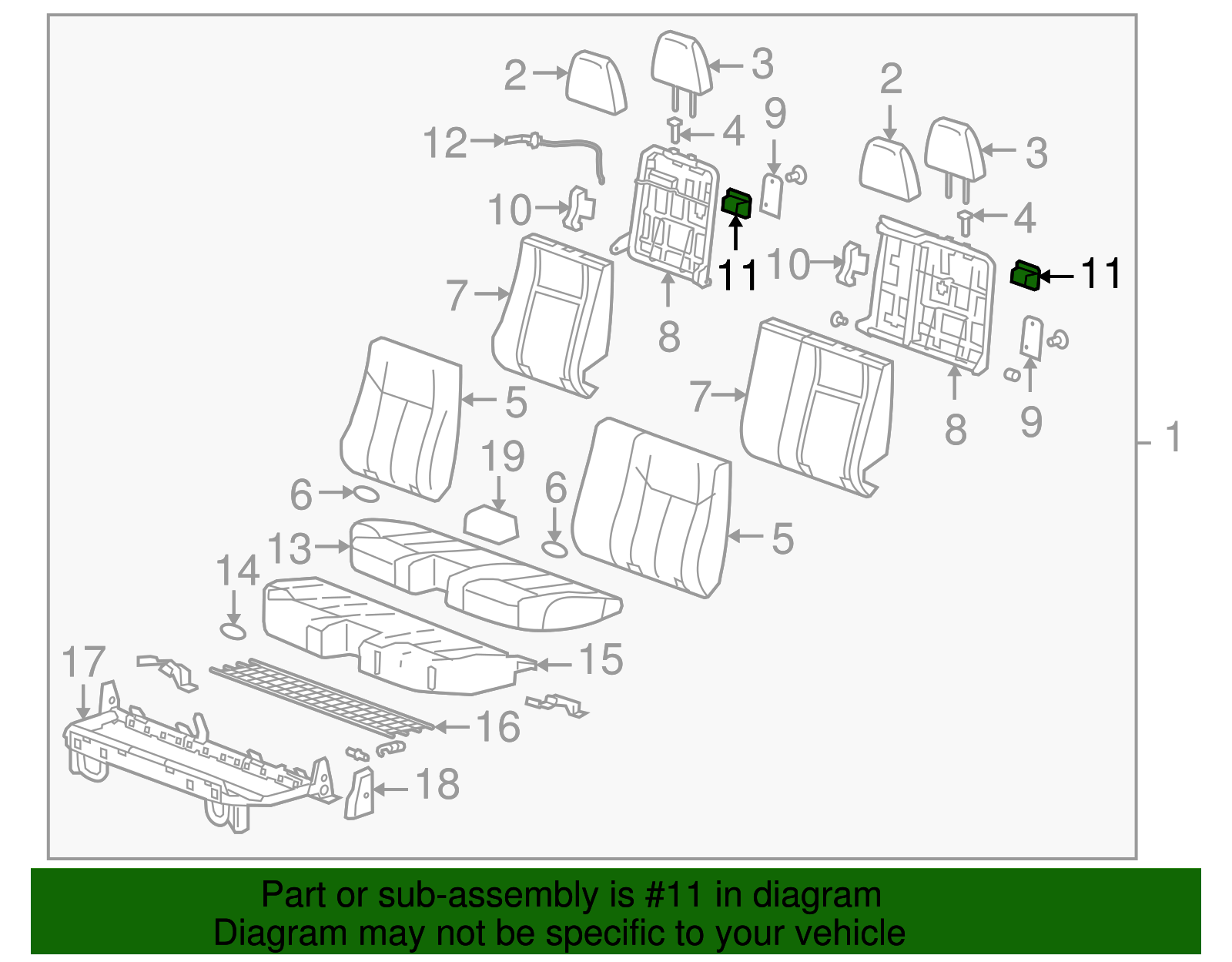 Ebony Rear Seat Back Latch Bezel - GM (89027077)