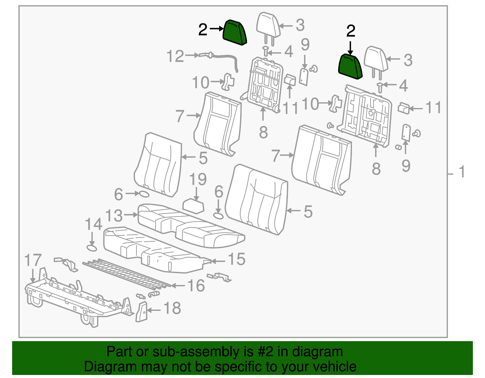 Cover Assembly-R/Seat H/Rst                  *Ebony - GM (94711233)