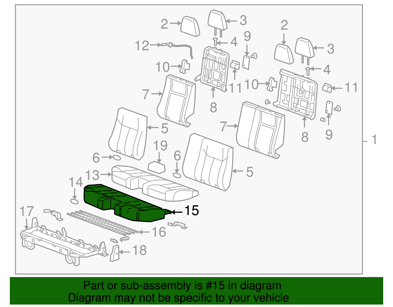 Rear Seat Cushion Pad - GM (94711133)