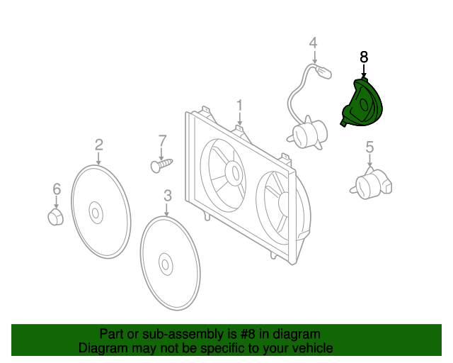 20012009 Toyota Engine Cooling Fan Motor Cover 1636628130 Toyota
