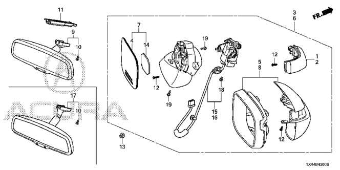 76255-TX4-A01ZN - Housing Set, L *NH797M* (Modern Steel