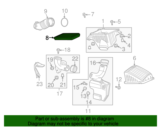 OEM 20052006 Honda Odyssey Element Assembly, Air Cleaner 17220RGLA00