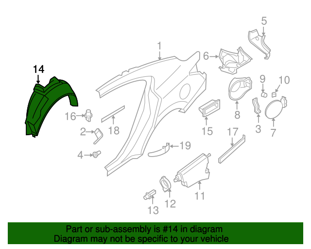 767499N00A Wheelhouse Liner 20092014 Nissan Maxima Nissan OEM