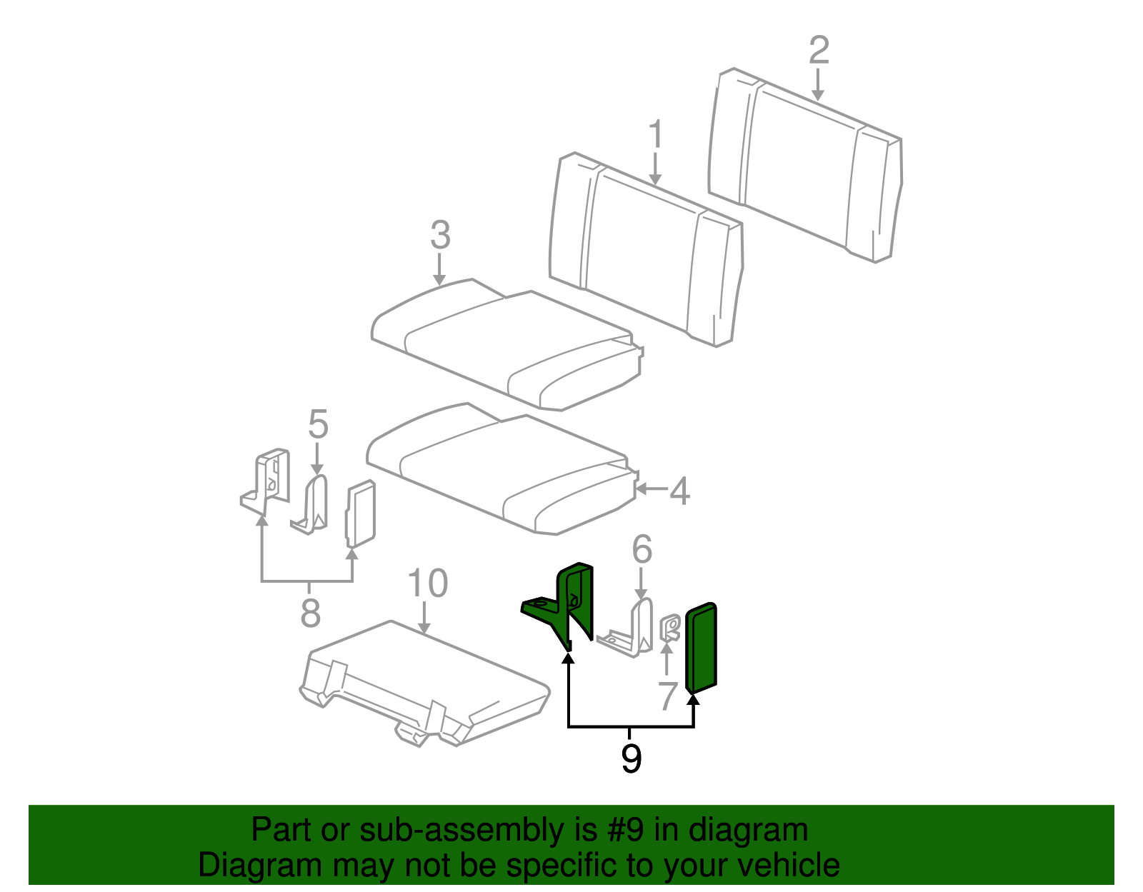 Medium Dark Pewter Rear Driver Side Seat Hinge Finish Cover - GM (89042623)