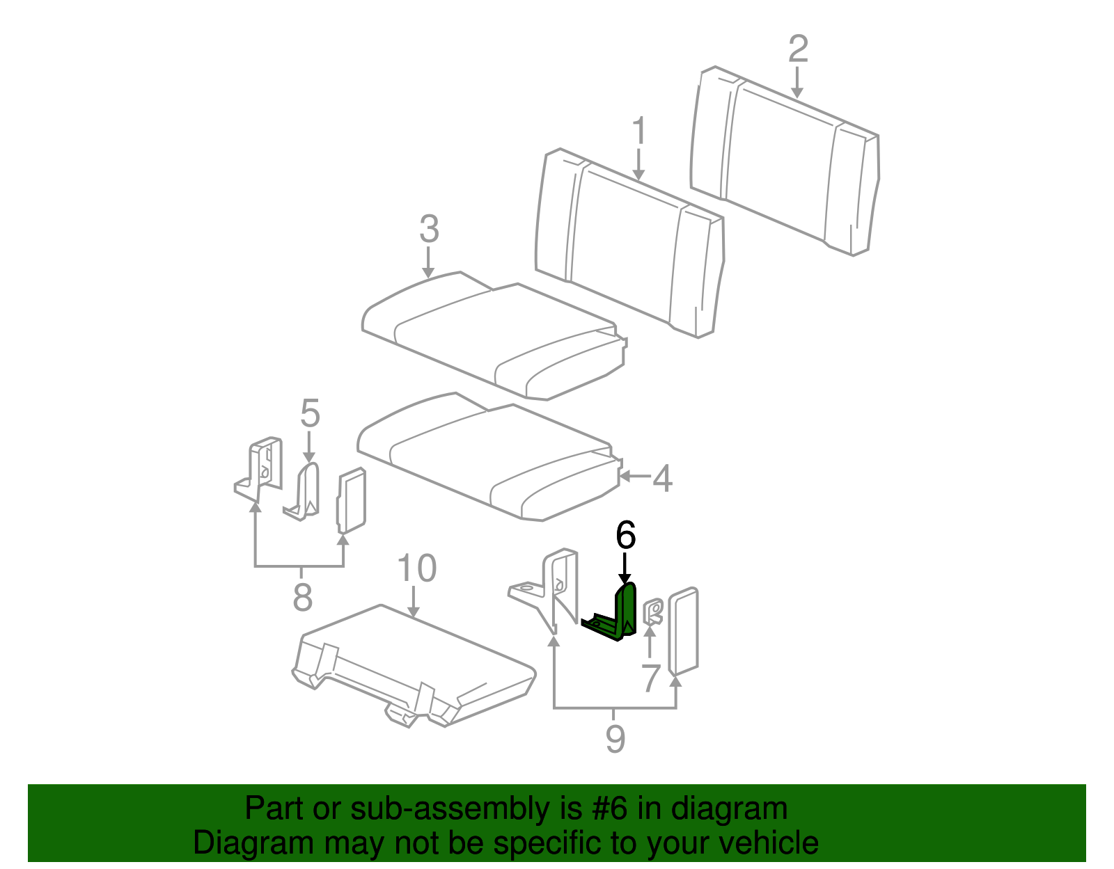 Passenger Side Rear Seat Hinge Bracket - GM (89041687)