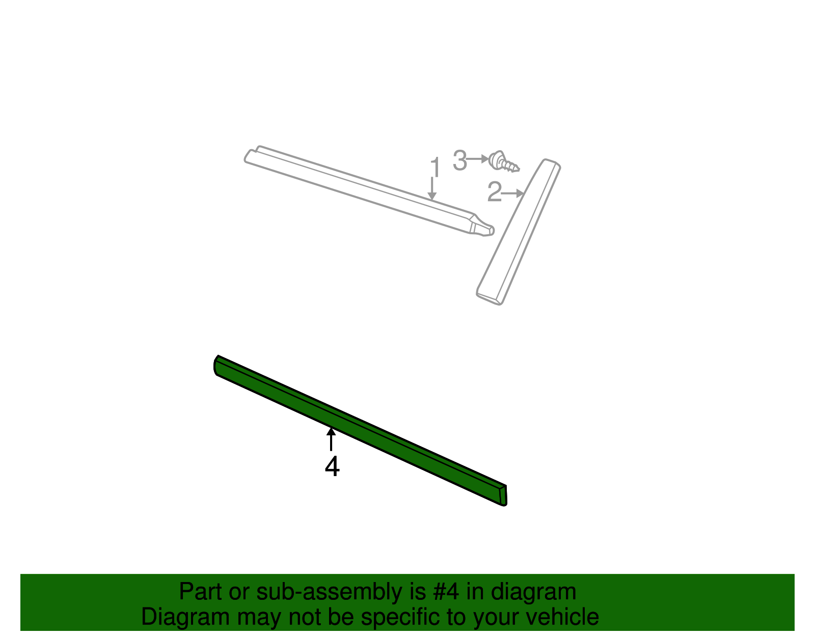 Molding Assembly, Front S/D Center -Left-hand Long  (Paint To Match) - GM (88892959)