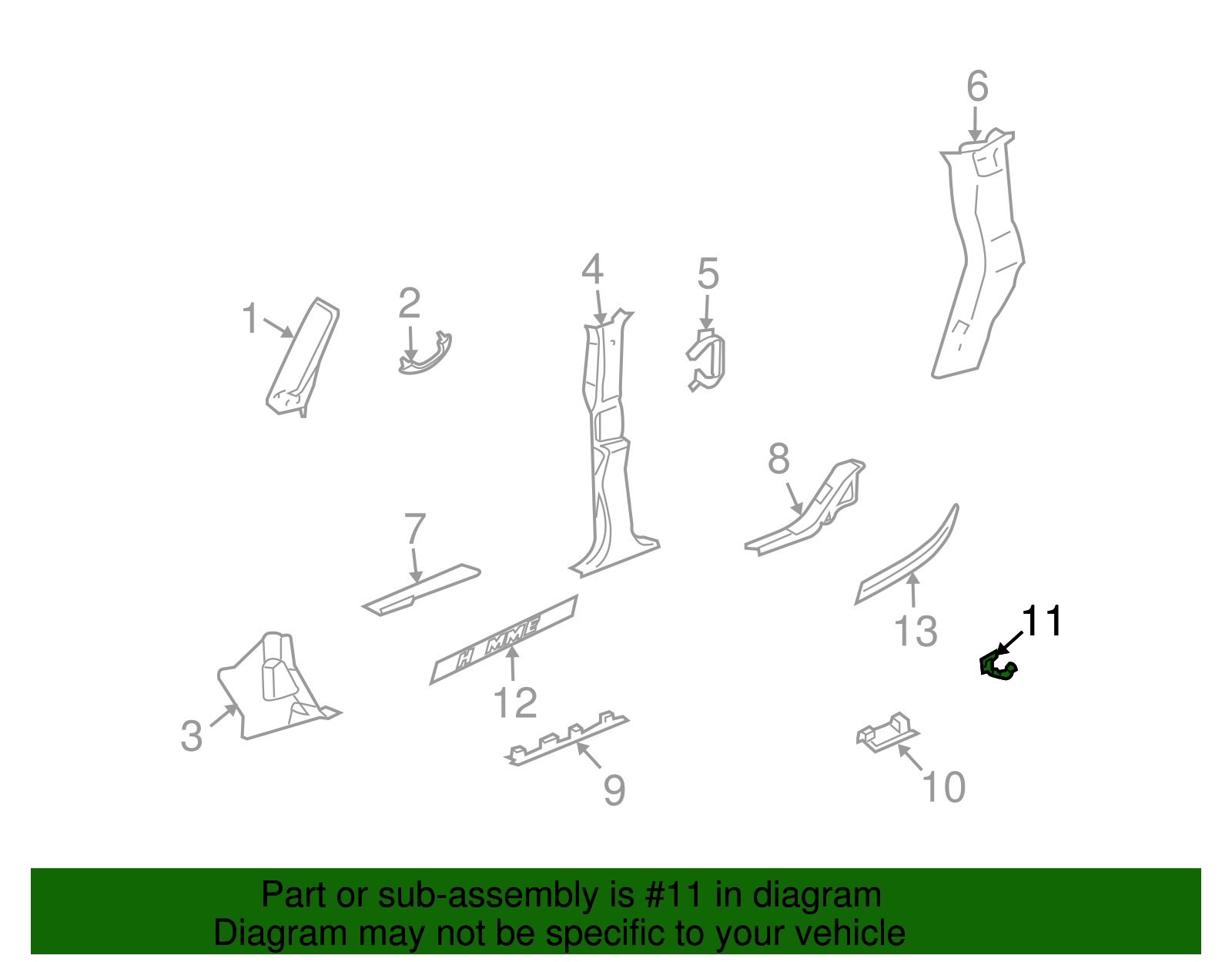 Rear Side Door Sill Trim Plate Bracket - GM (15076278)
