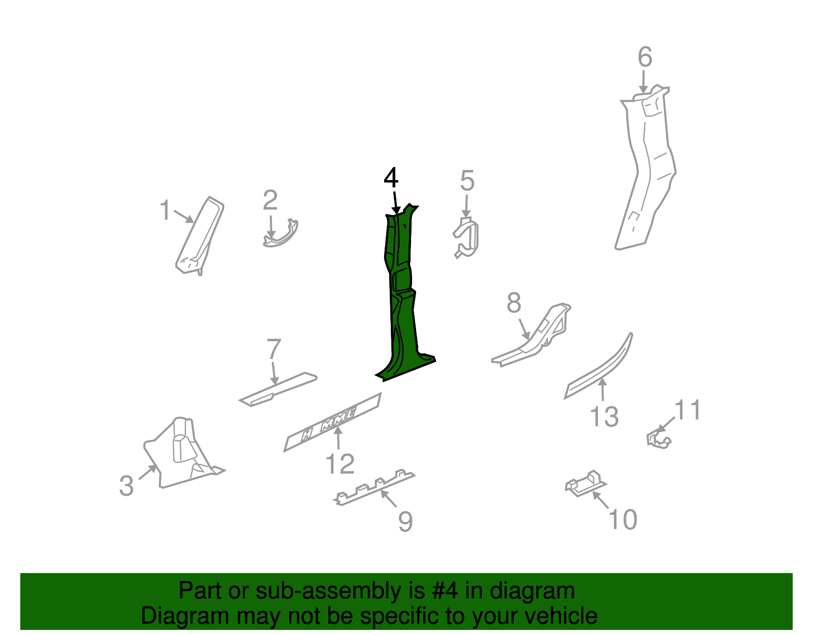 Molding, C/Pillar Garnish - GM (89026046)