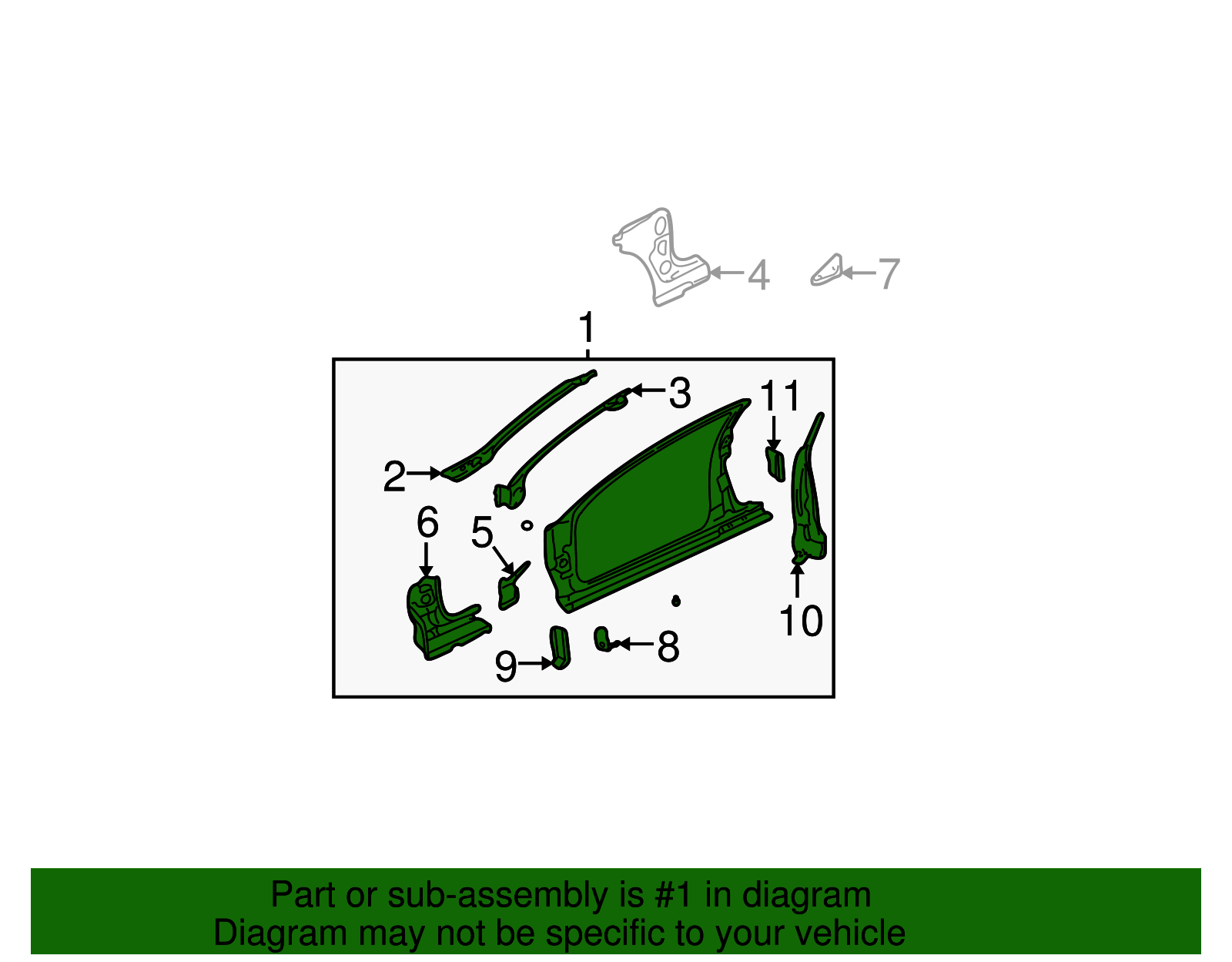 Frame Assembly, S/D Opg (Right-hand) - GM (12335380)