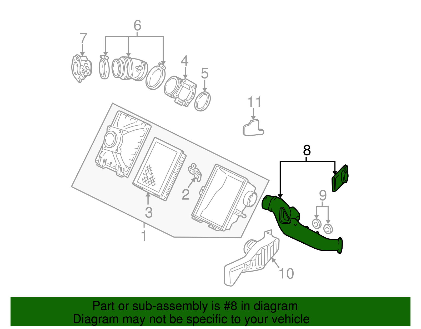Air Inlet Tube - Ford (YF1Z-9A624-AA)