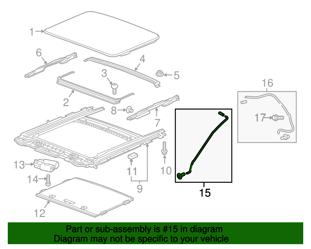 20162022 Chevrolet Spark Passenger Side Sunroof Housing Front Drain