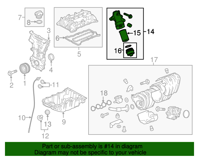 20162019 Chevrolet Malibu Engine Oil Filter Housing, Cap, and Cap Seal