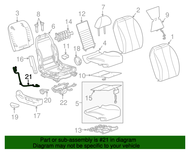 2010 Pontiac G6 Power Seat Wiring Harness 20914966