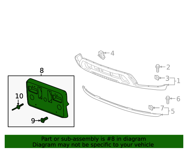 20192022 GMC Sierra 1500 Front License Plate Bracket 84428907 GM