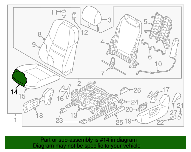 TK818816X Seat Cushion Pad 2016 2017 Mazda CX9 Werner Mazda Parts